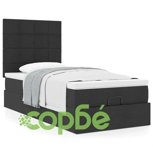 Легло с матрак тип Османка, черно, 90x190 см, полиестерен плат ➤ топ цена ➤ sorbe.bg