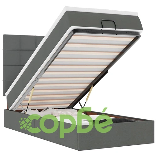 Легло тип Османска с матрак, тъмносиво, 100x200 см, полиестерен плат ➤ топ цена ➤ sorbe.bg