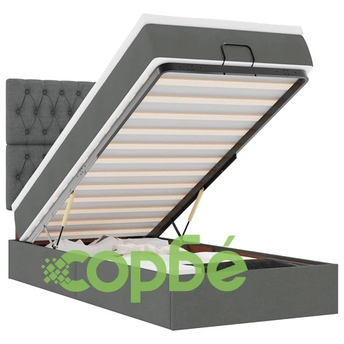 Легло тип Османка с Матрак, Тъмносиво, 80x200 см, Полиестерен Плат ➤ топ цена ➤ sorbe.bg