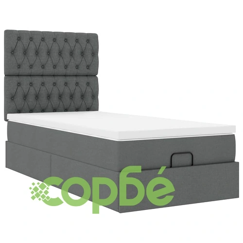 Легло тип Османка с Матрак, Тъмносиво, 80x200 см, Полиестерен Плат ➤ топ цена ➤ sorbe.bg