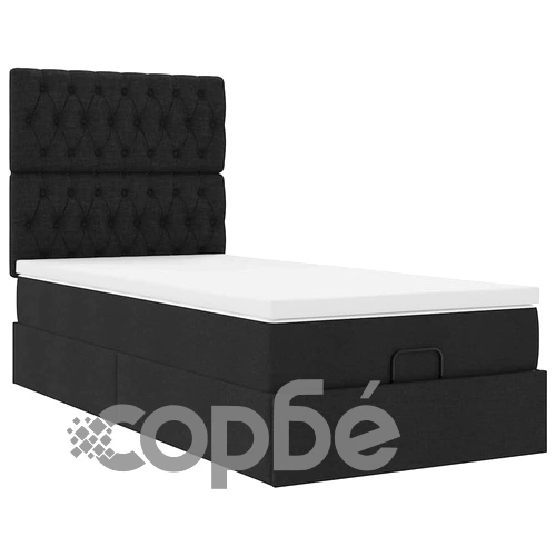 Легло тип Османка с матрак, черно, 90x190 см, плат с място за съхранение ➤ топ цена ➤ sorbe.bg