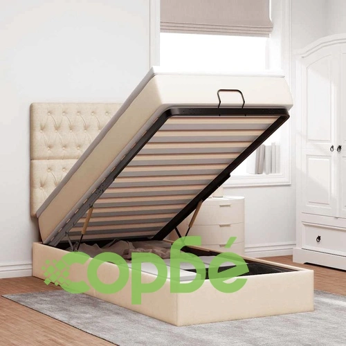 Легло тип Османка с Матрак, 90x190 см, Кремав Плат, с Място за Съхранение ➤ топ цена ➤ sorbe.bg