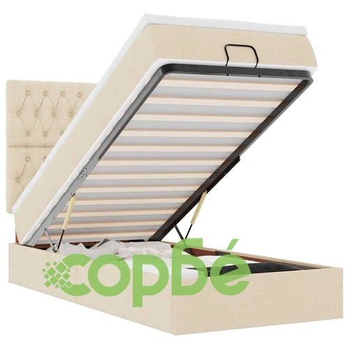 Легло тип Османка с Матрак, 90x190 см, Кремав Плат, с Място за Съхранение ➤ топ цена ➤ sorbe.bg