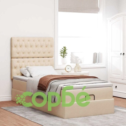 Легло тип Османка с Матрак, 90x190 см, Кремав Плат, с Място за Съхранение ➤ топ цена ➤ sorbe.bg