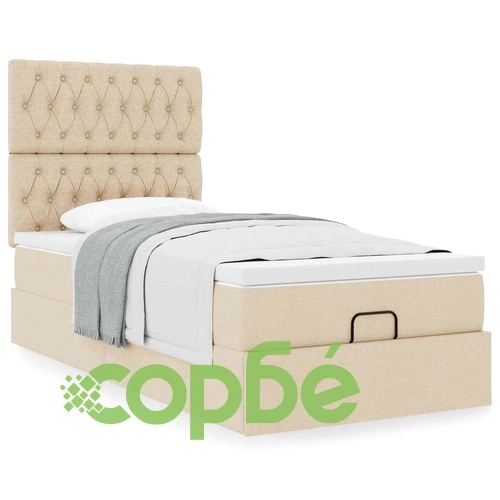 Легло тип Османка с Матрак, 90x190 см, Кремав Плат, с Място за Съхранение ➤ топ цена ➤ sorbe.bg