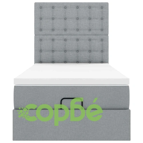 Единично легло с матрак и място за съхранение, светлосиво, 90x190 см, плат ➤ топ цена ➤ sorbe.bg