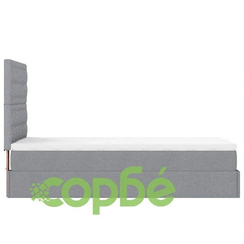 Единично легло с матрак и място за съхранение, светлосиво, 90x190 см, плат ➤ топ цена ➤ sorbe.bg