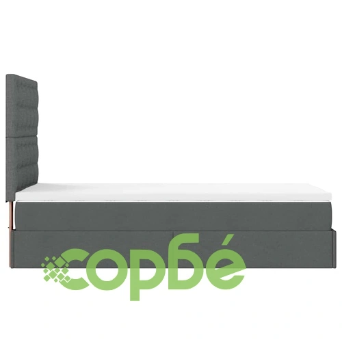 Единично легло тип османка с матрак, тъмносиво, 90x190 см, полиестерен плат ➤ топ цена ➤ sorbe.bg