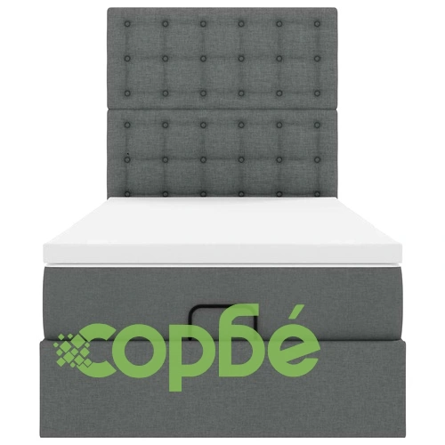 Единично легло тип османка с матрак, тъмносиво, 90x190 см, полиестерен плат ➤ топ цена ➤ sorbe.bg