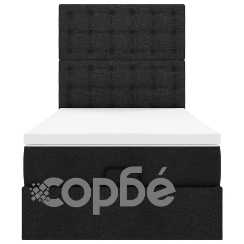 Легло тип Османска с матрак, черно, 90x190 см, полиестерен плат ➤ топ цена ➤ sorbe.bg