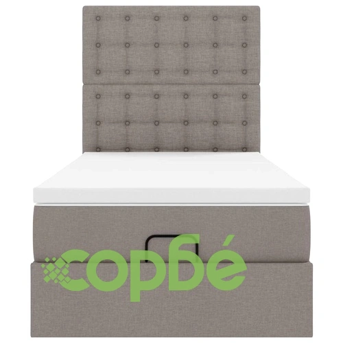 Османска спалня с матрак и топер, 100x200 см, тауп, полиестерен плат ➤ топ цена ➤ sorbe.bg