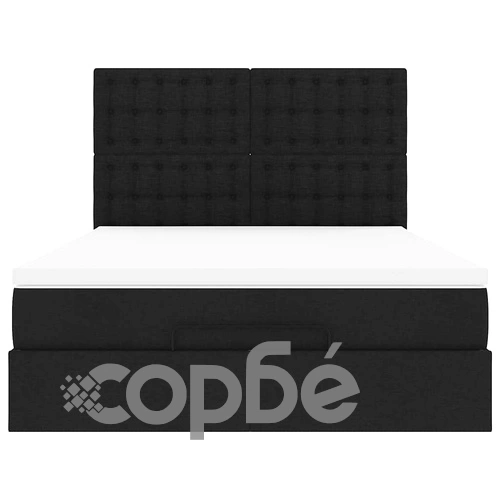 Черно Османско Легло с Матрак 140x190 см от Полиестерна Тъкан ➤ топ цена ➤ sorbe.bg