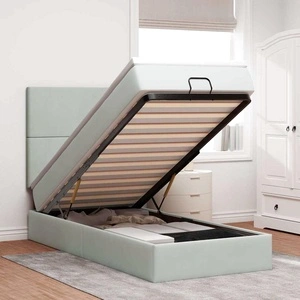 Османско легло с матрак и топ матрак, 80x200 см, светлосиво кадифе