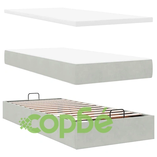 Османско легло с матрак и топ матрак, 80x200 см, светлосиво кадифе ➤ топ цена ➤ sorbe.bg