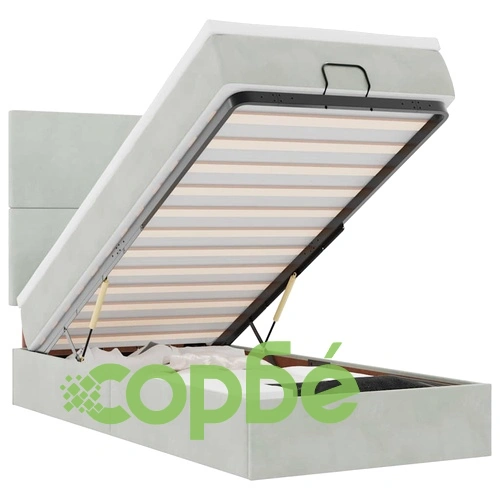 Османско легло с матрак и топ матрак, 80x200 см, светлосиво кадифе ➤ топ цена ➤ sorbe.bg