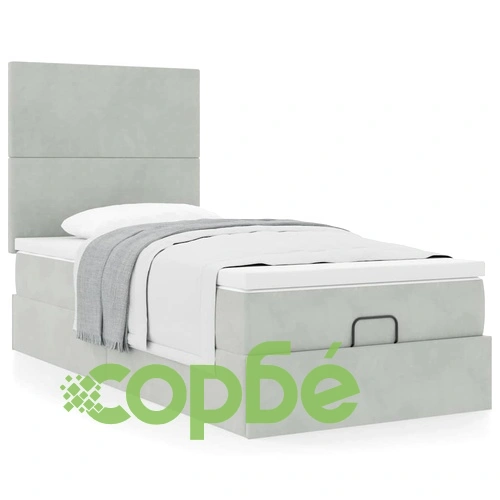 Османско легло с матрак и топ матрак, 80x200 см, светлосиво кадифе ➤ топ цена ➤ sorbe.bg