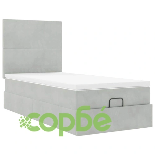 Османско легло с матрак и топ матрак, 80x200 см, светлосиво кадифе ➤ топ цена ➤ sorbe.bg