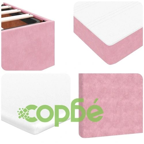 Кадифено Османско Легло с Матраци, Розово, 100x200 см, с Място за Съхранение ➤ топ цена ➤ sorbe.bg