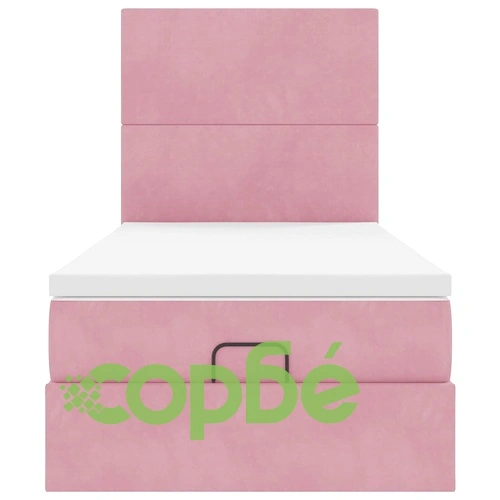 Кадифено Османско Легло с Матраци, Розово, 100x200 см, с Място за Съхранение ➤ топ цена ➤ sorbe.bg