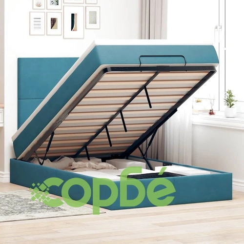 Османско легло с матраци 120x200 см, тъмносиньо кадифе ➤ топ цена ➤ sorbe.bg