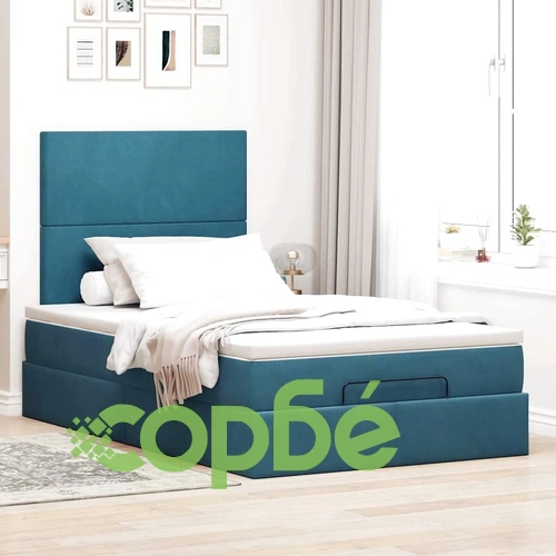 Османско легло с матраци 120x200 см, тъмносиньо кадифе ➤ топ цена ➤ sorbe.bg