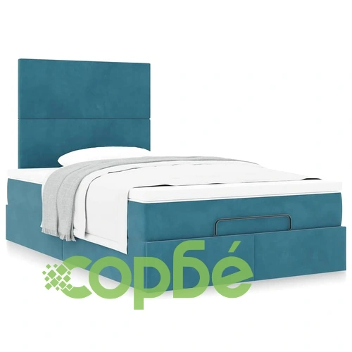 Османско легло с матраци 120x200 см, тъмносиньо кадифе ➤ топ цена ➤ sorbe.bg