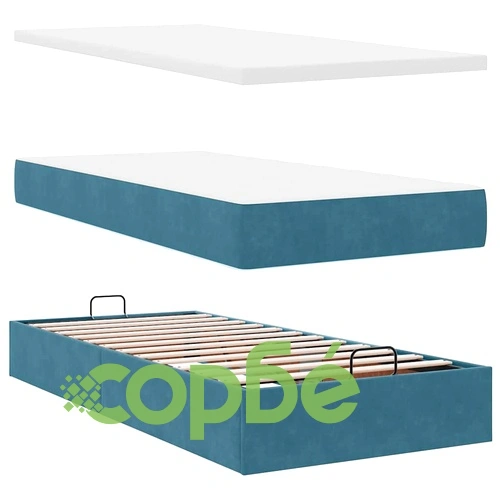 Османска легло с матраци, тъмносиньо, 100x200 см, кадифе ➤ топ цена ➤ sorbe.bg