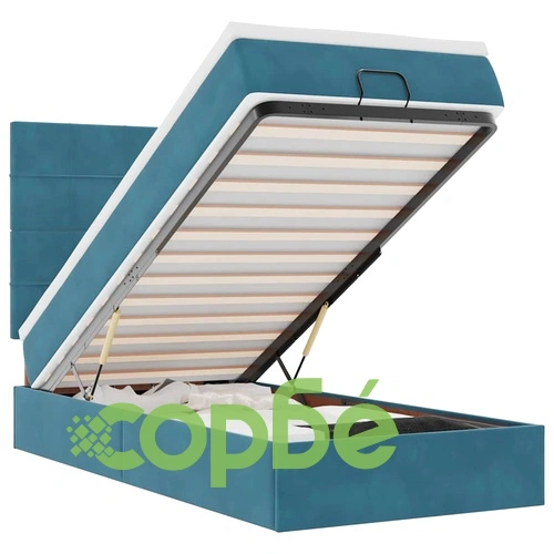 Османска легло с матраци, тъмносиньо, 100x200 см, кадифе ➤ топ цена ➤ sorbe.bg