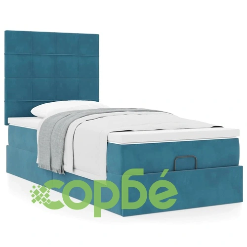 Османска легло с матраци, тъмносиньо, 100x200 см, кадифе ➤ топ цена ➤ sorbe.bg