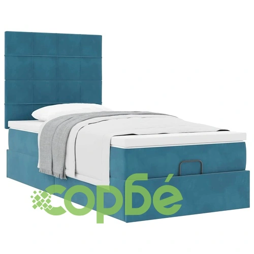 Османска легло с матраци, тъмносиньо, 100x200 см, кадифе ➤ топ цена ➤ sorbe.bg