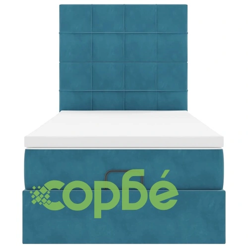 Османска легло с матраци, тъмносиньо, 100x200 см, кадифе ➤ топ цена ➤ sorbe.bg