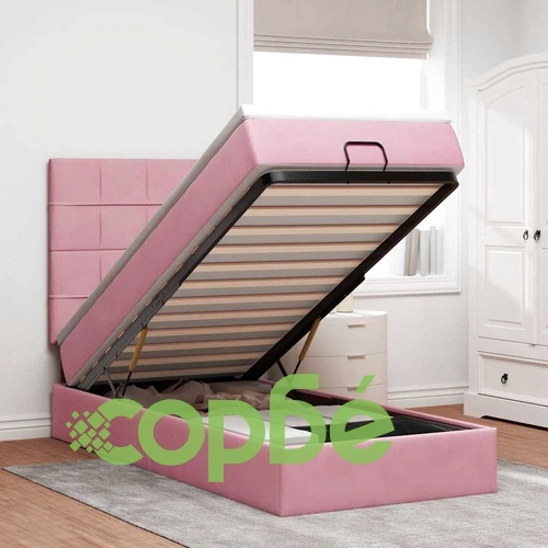 Османска кадифена спалня с матрак и топ матрак, розова, 100x200 см ➤ топ цена ➤ sorbe.bg