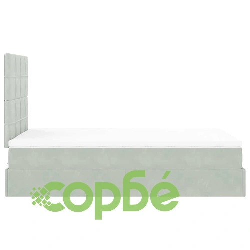 Османска Кадифена Спалня с Матрак и Топ Матрак, Светлосиво, 120x190 см ➤ топ цена ➤ sorbe.bg