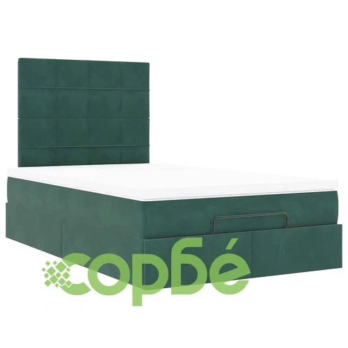 Османска легло с матрак от кадифе, тъмнозелено, 120x200 см ➤ топ цена ➤ sorbe.bg