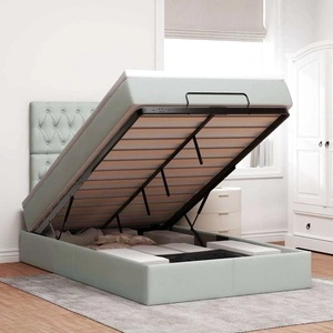 Османска кадифена спалня с матрак и топ матрак, светлосиво, 120x200 см