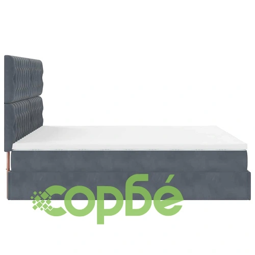 Луксозно Османско Легло с Матраци, Тъмносиво, 200x200 см, Кадифе ➤ топ цена ➤ sorbe.bg