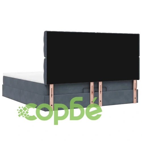 Луксозно Османско Легло с Матраци, Тъмносиво, 200x200 см, Кадифе ➤ топ цена ➤ sorbe.bg