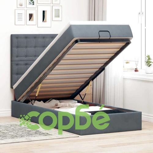 Османско легло с матраци 90x200 см, тъмносиво, кадифе ➤ топ цена ➤ sorbe.bg