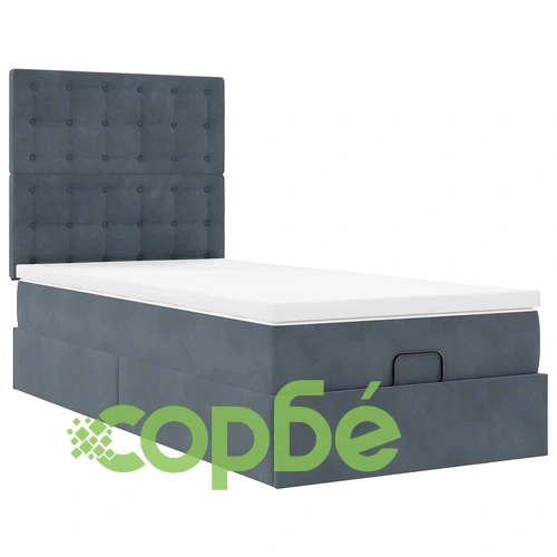 Османско легло с матраци 90x200 см, тъмносиво, кадифе ➤ топ цена ➤ sorbe.bg