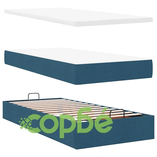 Османско легло с матраци от плат, синьо, 160x200 см - с място за съхранение ➤ топ цена ➤ sorbe.bg