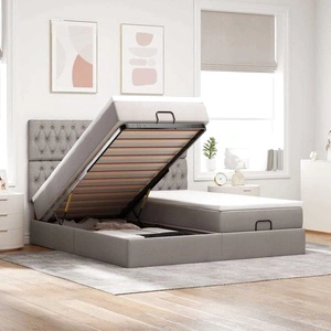 Османска спалня с матраци и топ матраци, таупе, 160x200 см, полиестерна тъкан