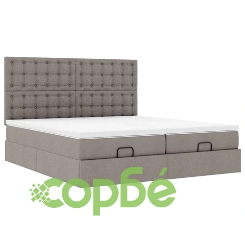 Османско легло с матраци и табла, таупе, 160x200 см, полиестерна тъкан ➤ топ цена ➤ sorbe.bg