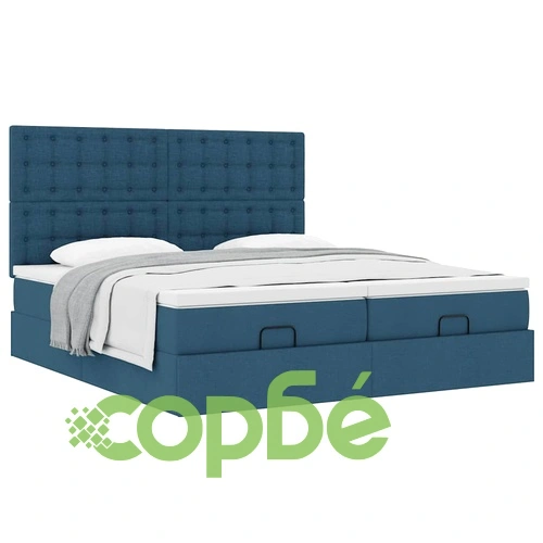 Османска спалня с матраци и място за съхранение, синя, 160x200 см, полиестерен плат ➤ топ цена ➤ sorbe.bg