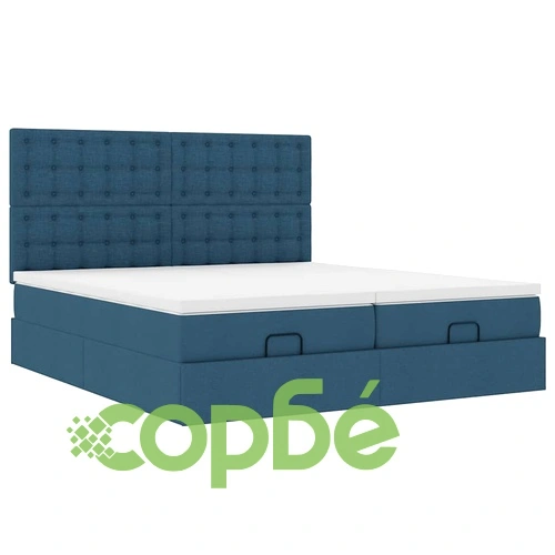 Османска спалня с матраци и място за съхранение, синя, 160x200 см, полиестерен плат ➤ топ цена ➤ sorbe.bg