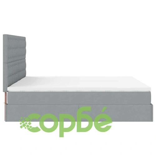 Османска спалня с матраци 200x200 см, светлосив плат, с място за съхранение ➤ топ цена ➤ sorbe.bg