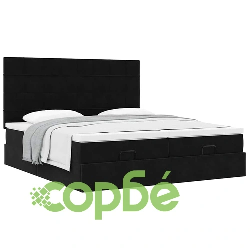Луксозно Османско Легло с Матраци от Кадифе, Черно, 180x200 см ➤ топ цена ➤ sorbe.bg