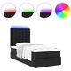 Легло тип Османска с матрак, LED осветление, 90x190 см, черна изкуствена кожа