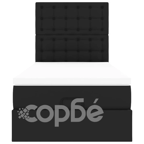 Легло тип Османска с матрак, LED осветление, 90x190 см, черна изкуствена кожа ➤ топ цена ➤ sorbe.bg