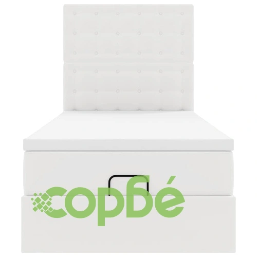 Легло Тип Османка с Матрак и LED Осветление, 90x200 см, Бяла Еко Кожа ➤ топ цена ➤ sorbe.bg