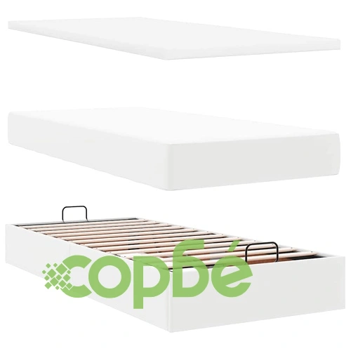 Легло Тип Османка с Матрак и LED Осветление, 90x200 см, Бяла Еко Кожа ➤ топ цена ➤ sorbe.bg